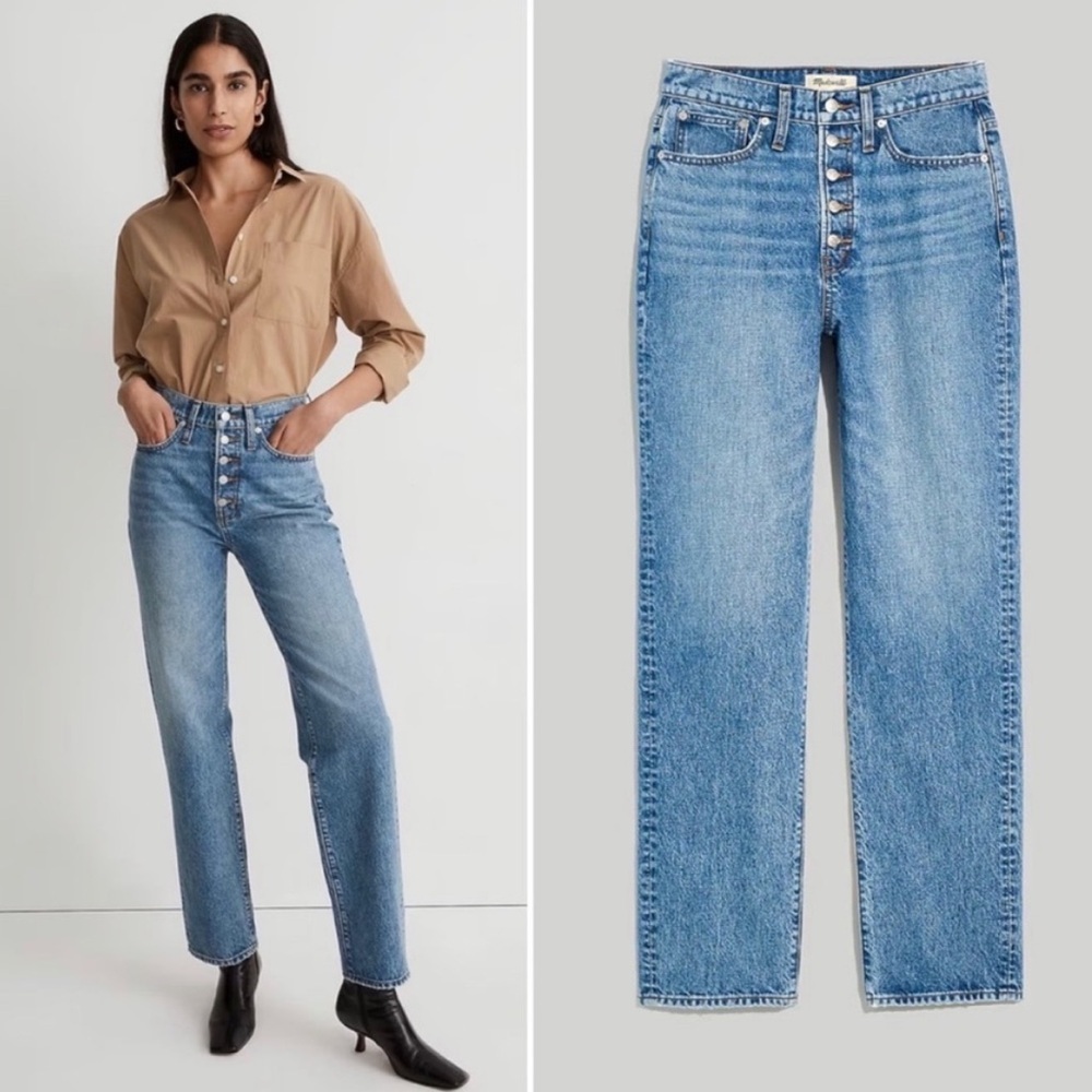 Madewell The Perfect Vintage Straight Jean in Delafield Wash: Button-Fly Edition